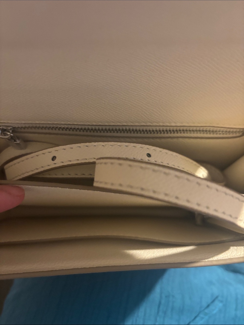 Structured Cream Crossbody Bag with Silver H Accent - Picture 8 of 12
